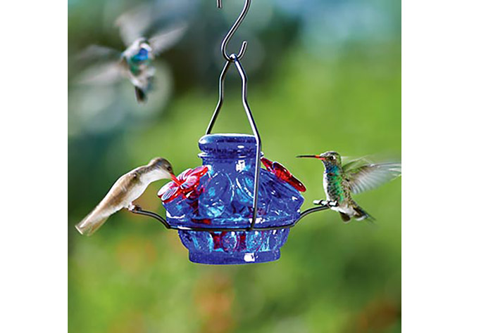 Blue Hummingbird Feeder