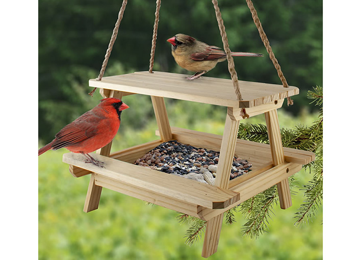 Post Mounted Wooden Bird Feeders-2