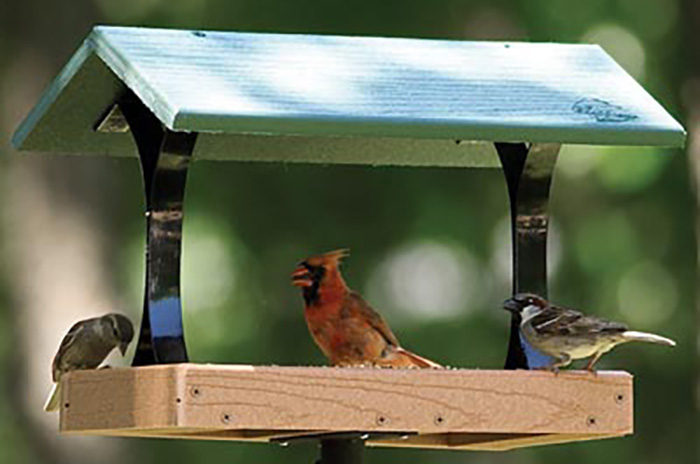 Post Mounted Wooden Bird Feeders