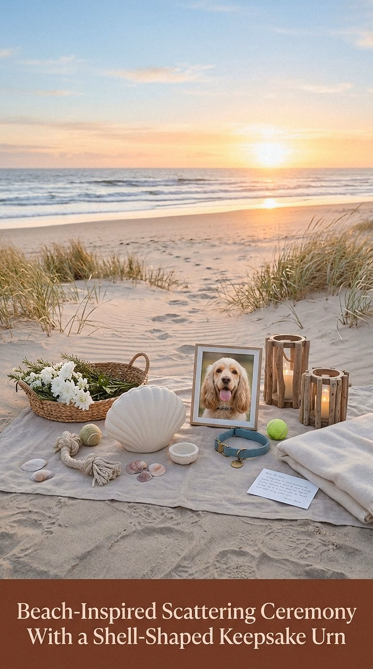 10. Beach-Inspired Scattering Ceremony With a Shell-Shaped Keepsake Urn