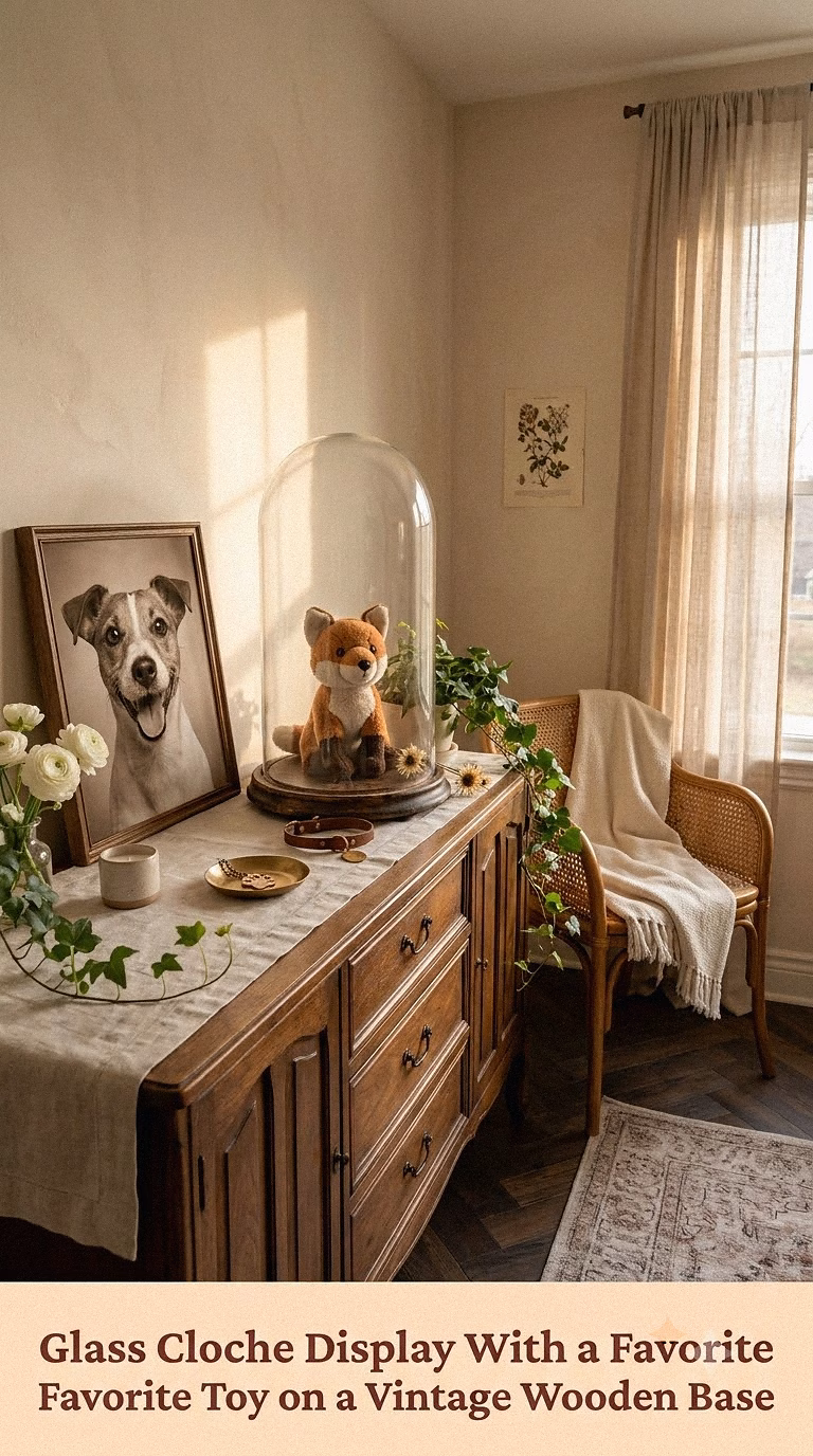 10. Glass Cloche Display With a Favorite Toy on a Vintage Wooden Base