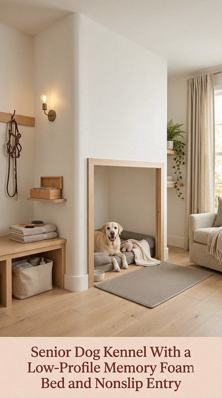 10. Senior Dog Kennel With a Low-Profile Memory Foam Bed and Nonslip Entry