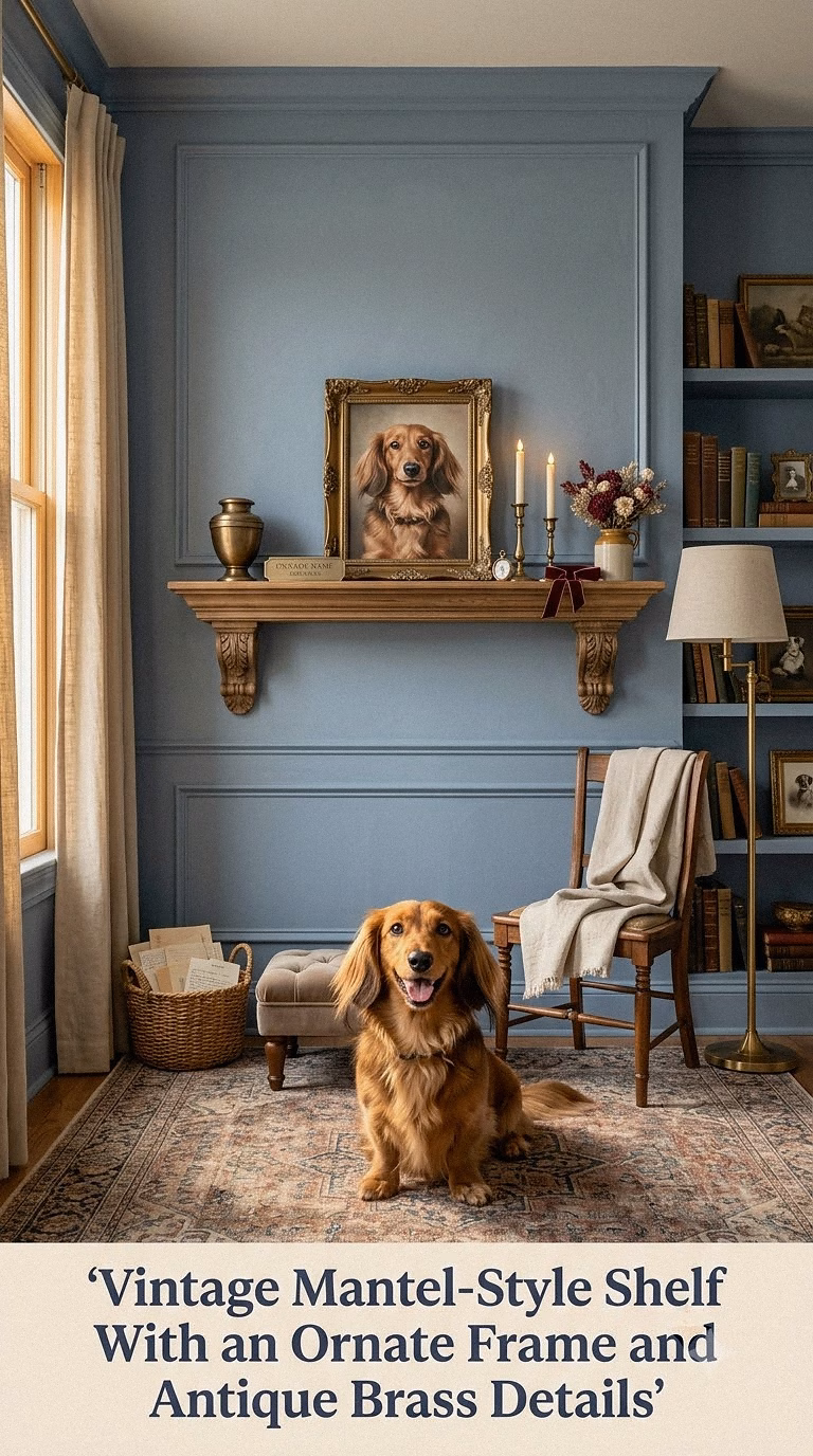 10. Vintage Mantel-Style Shelf With an Ornate Frame and Antique Brass Details