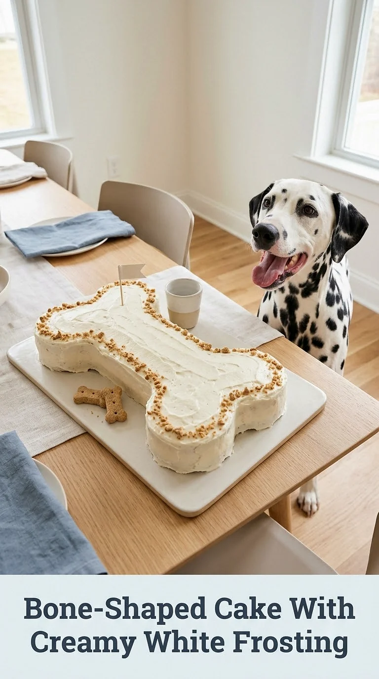 Bone-Shaped Cake With Creamy White Frosting
