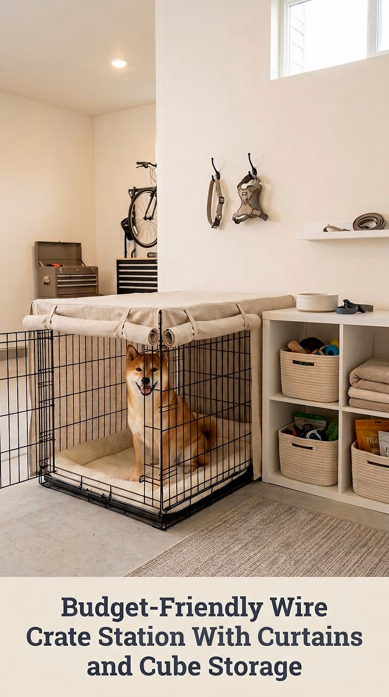 Budget-Friendly Wire Crate Station With Curtains and Cube Storage