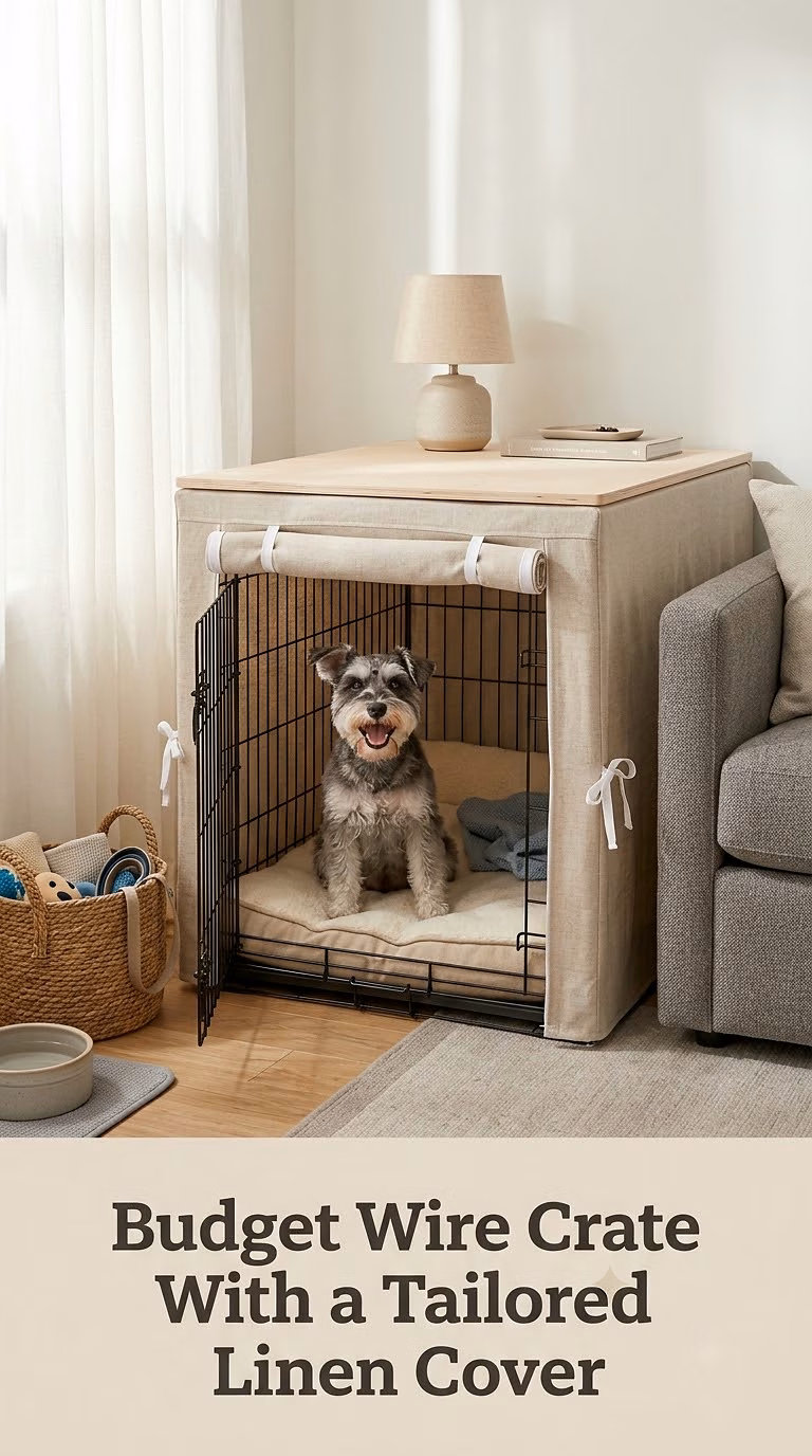 Budget Wire Crate With a Tailored Linen Cover