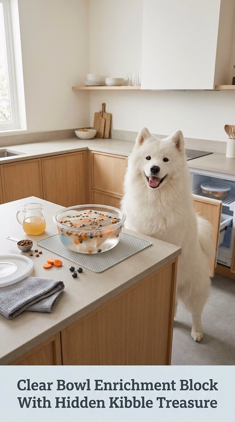 Clear Bowl Enrichment Block With Hidden Kibble Treasure