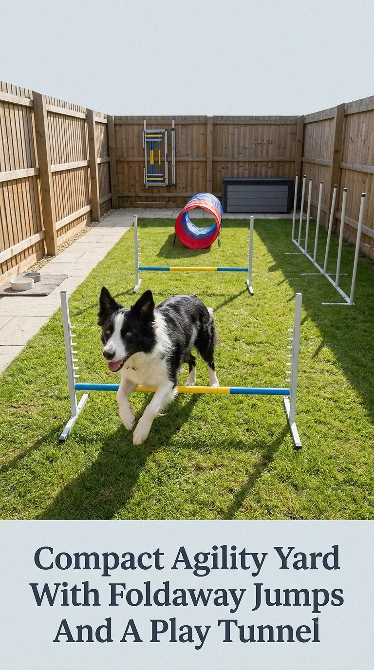 Compact Agility Yard With Foldaway Jumps And A Play Tunnel