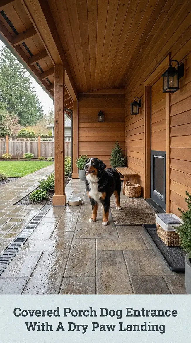 Covered Porch Dog Entrance With A Dry Paw Landing