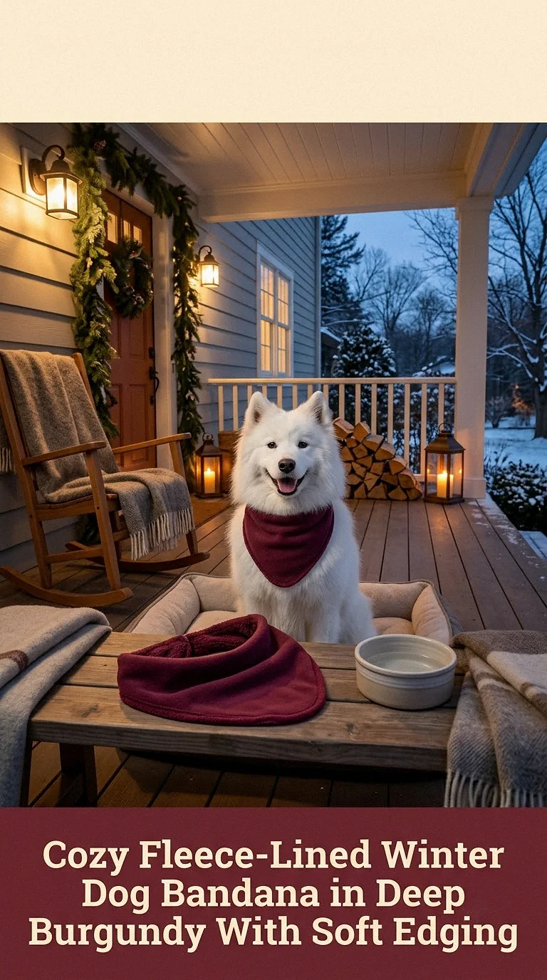 Cozy Fleece-Lined Winter Dog Bandana in Deep Burgundy With Soft Edging
