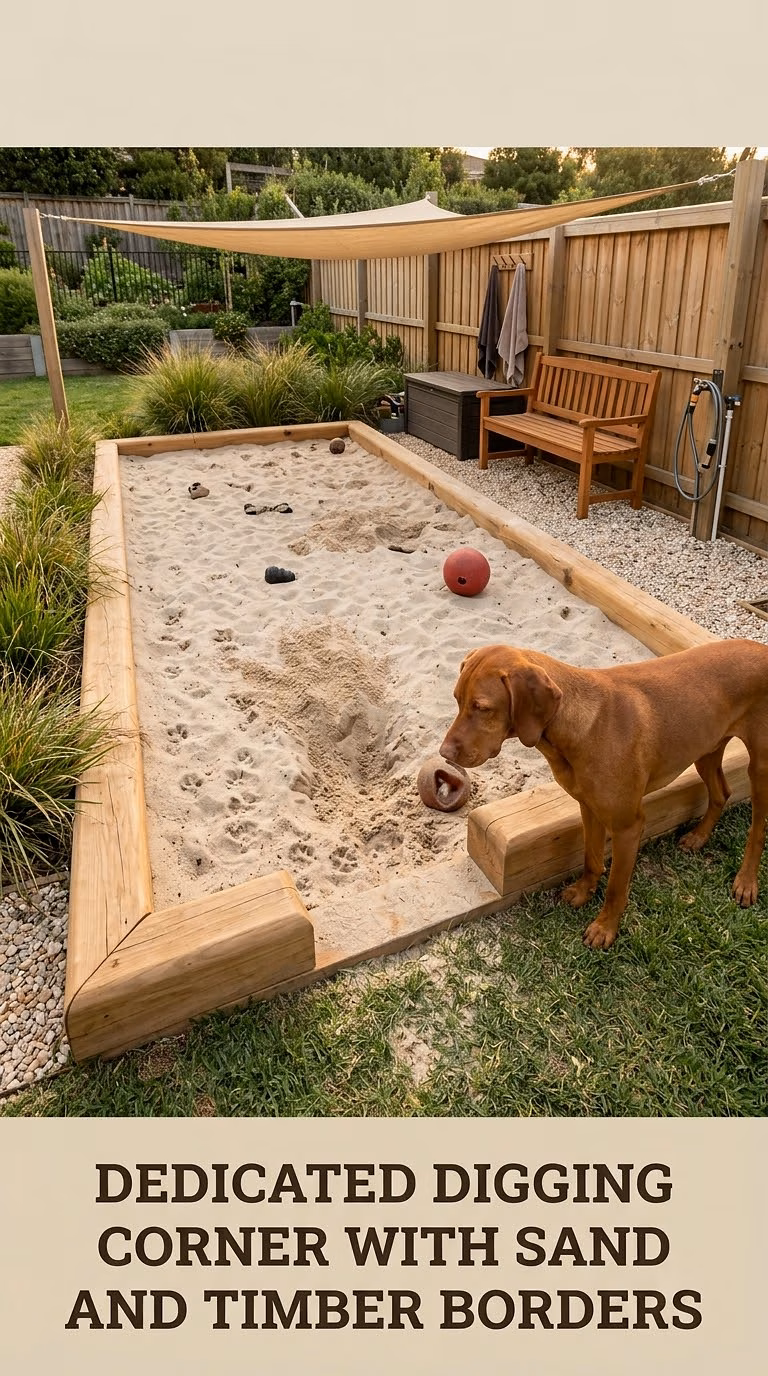 Dedicated Digging Corner With Sand And Timber Borders