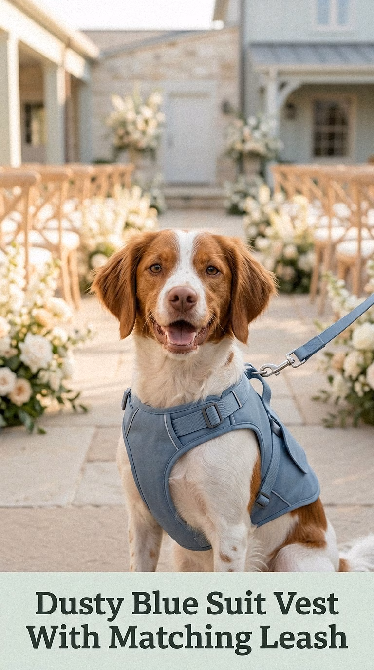 Dusty Blue Suit Vest With Matching Leash