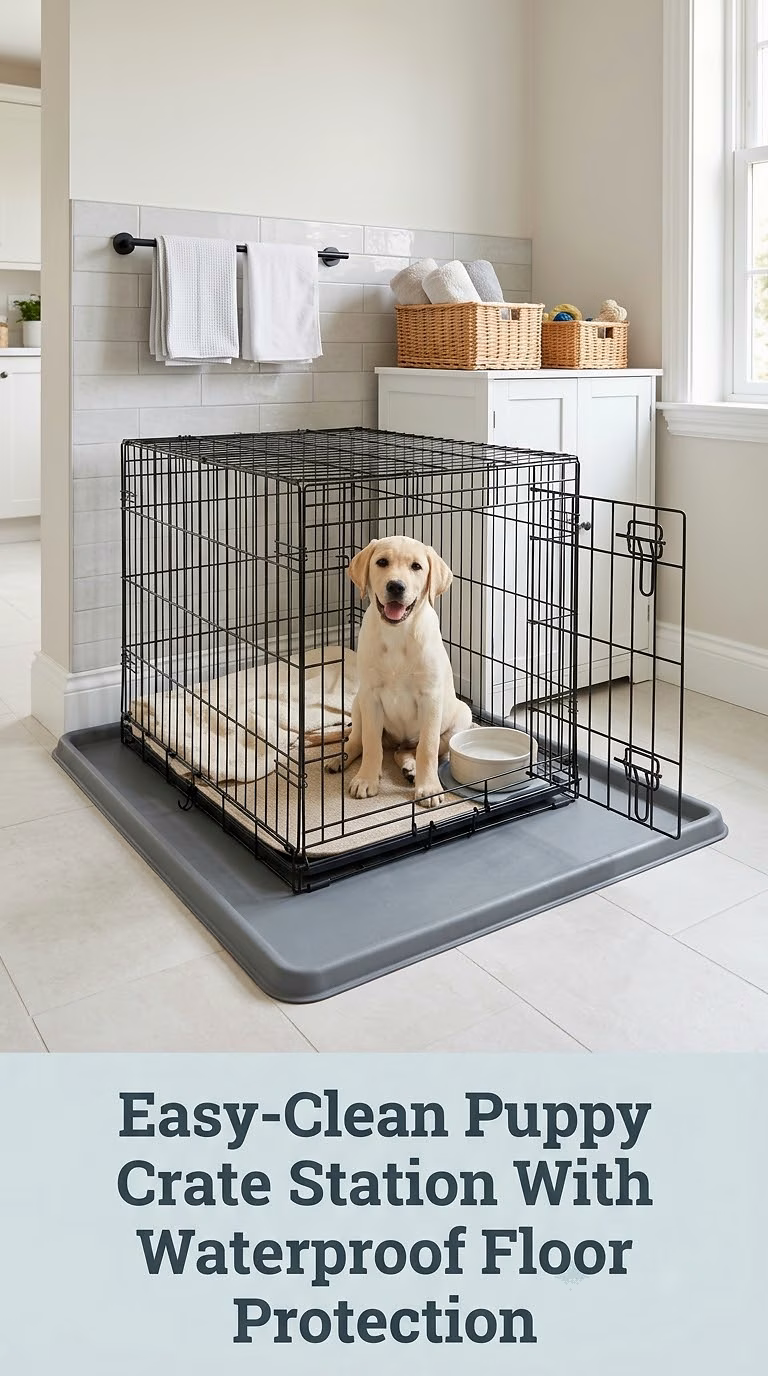 Easy-Clean Puppy Crate Station With Waterproof Floor Protection