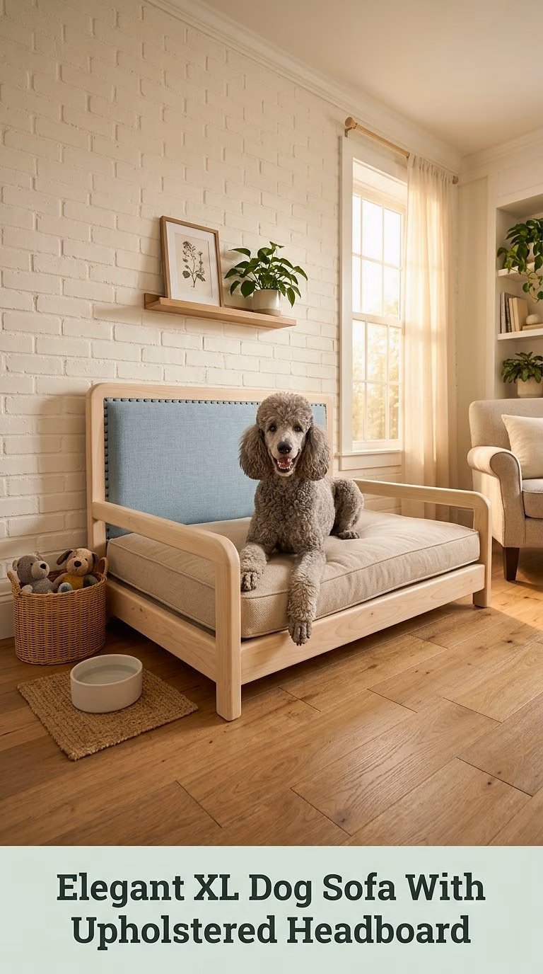 Elegant XL Dog Sofa With Upholstered Headboard