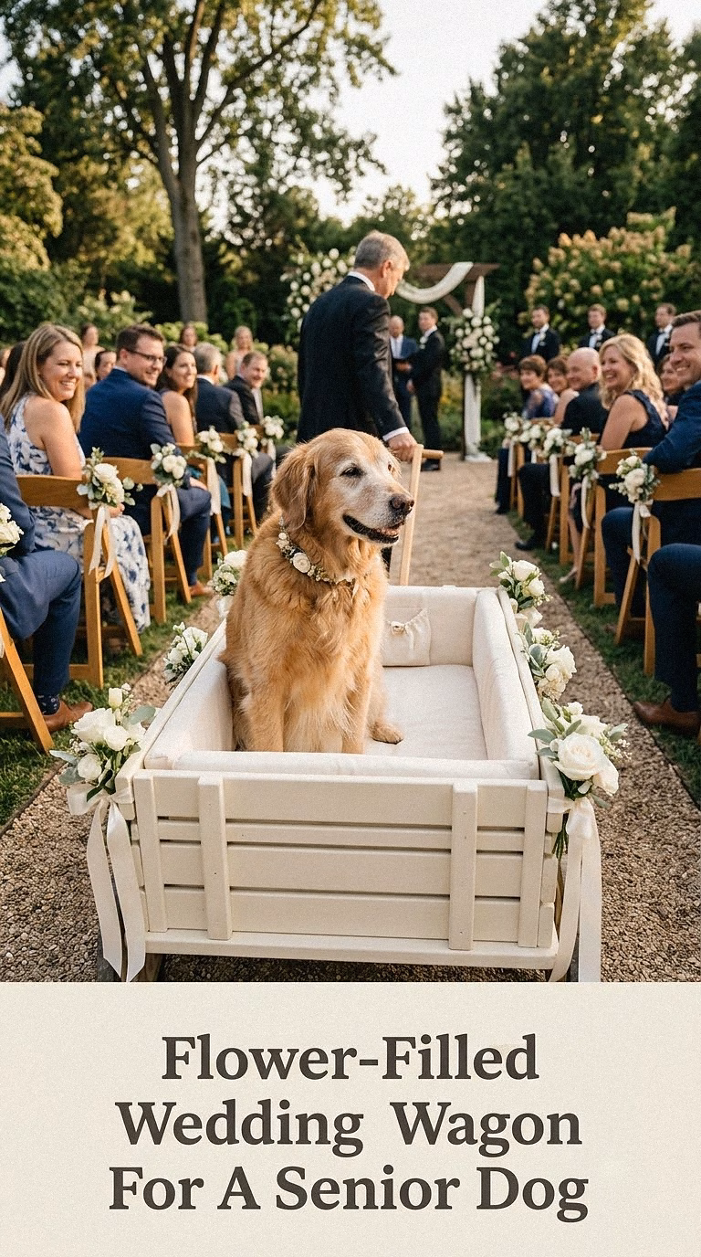 Flower-Filled Wedding Wagon For A Senior Dog