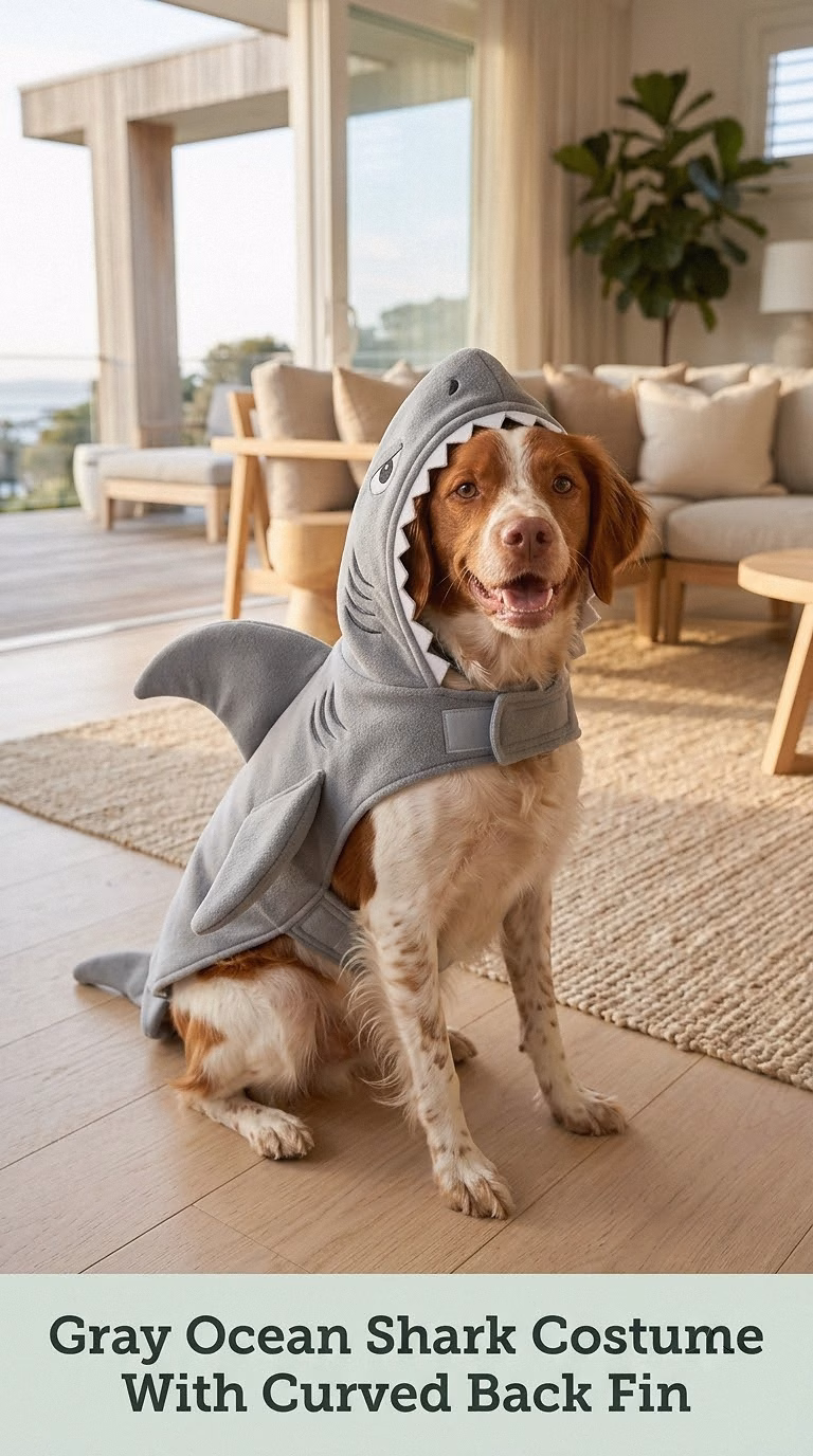 Gray Ocean Shark Costume With Curved Back Fin