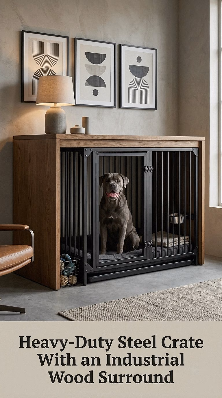 Heavy-Duty Steel Crate With an Industrial Wood Surround