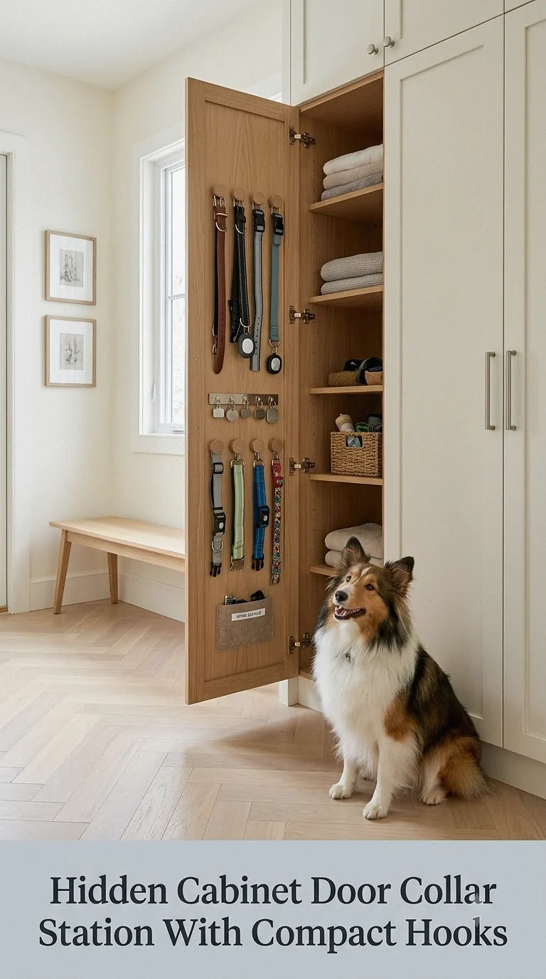 Hidden Cabinet Door Collar Station With Compact Hooks
