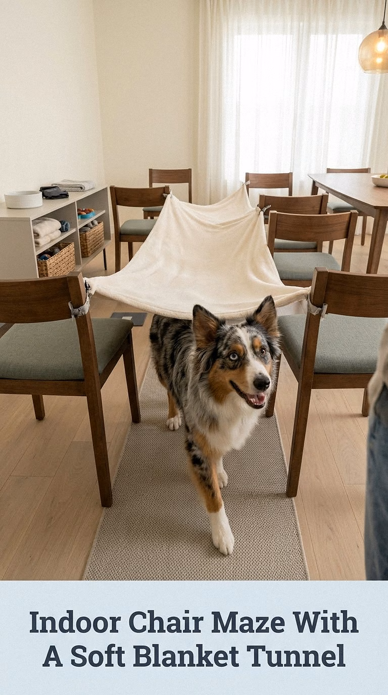 Indoor Chair Maze With A Soft Blanket Tunnel
