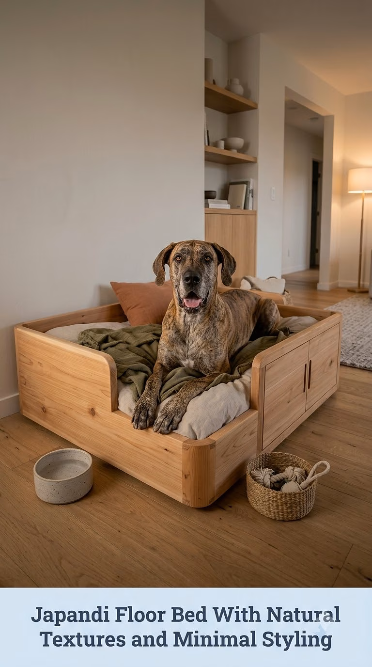 Japandi Floor Bed With Natural Textures and Minimal Styling