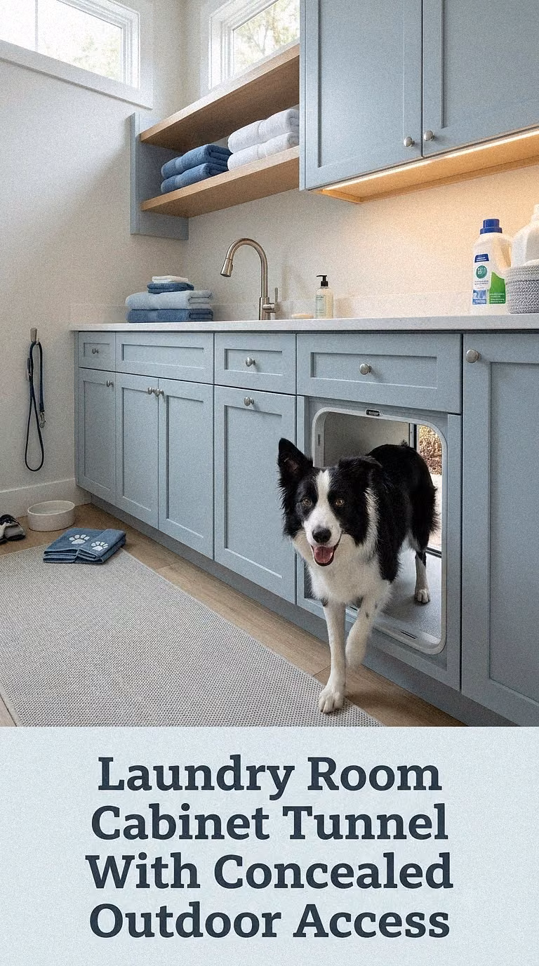 Laundry Room Cabinet Tunnel With Concealed Outdoor Access