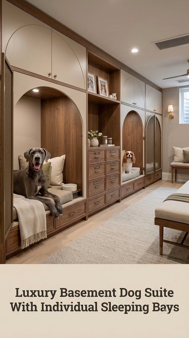 Luxury Basement Dog Suite With Individual Sleeping Bays