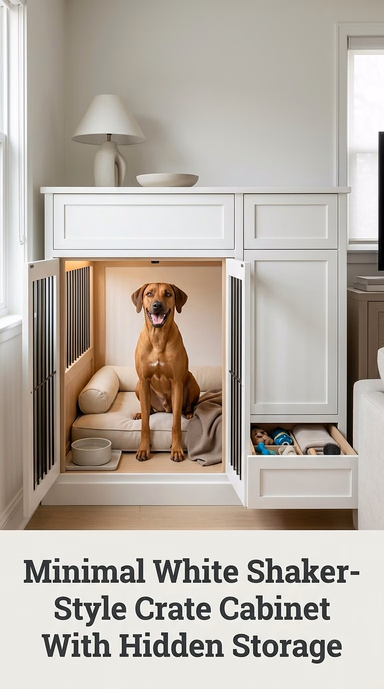 Minimal White Shaker-Style Crate Cabinet With Hidden Storage