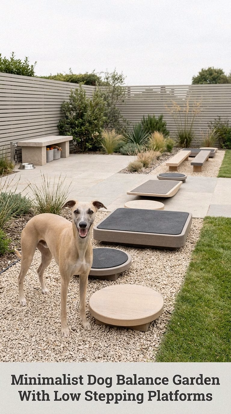 Minimalist Dog Balance Garden With Low Stepping Platforms