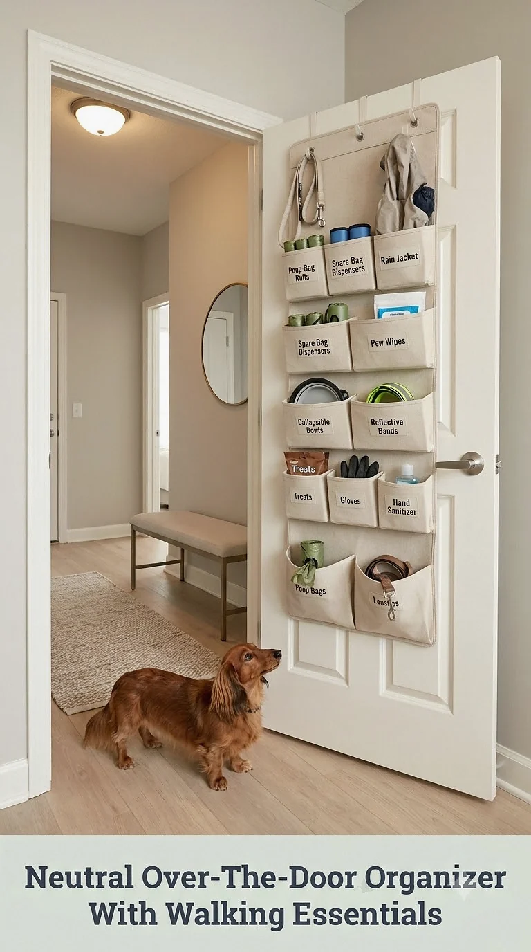 Neutral Over-The-Door Organizer With Walking Essentials