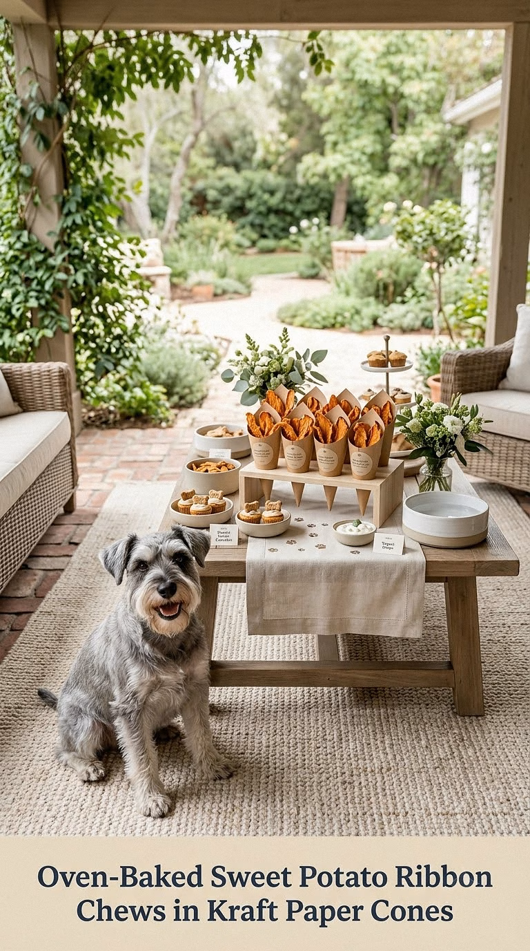 Oven-Baked Sweet Potato Ribbon Chews in Kraft Paper Cones