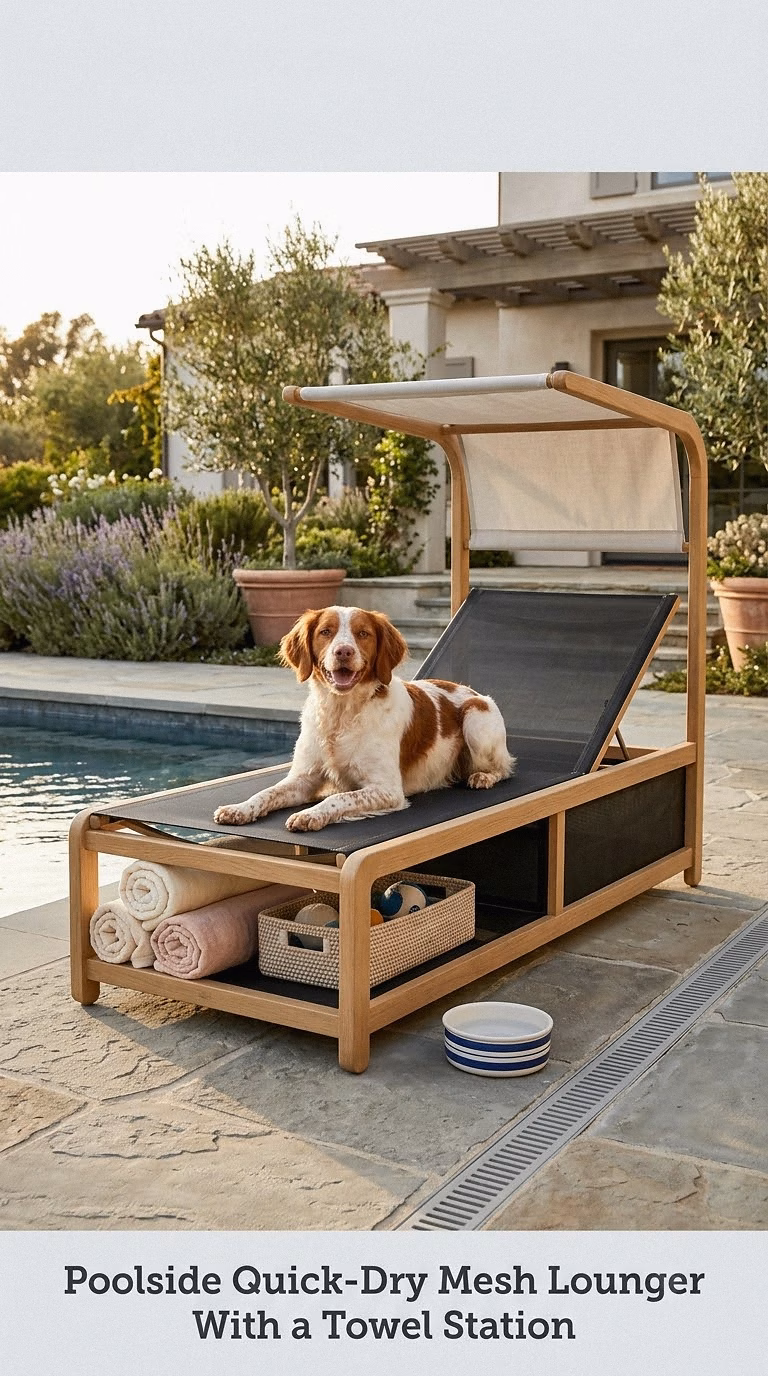Poolside Quick-Dry Mesh Lounger With a Towel Station