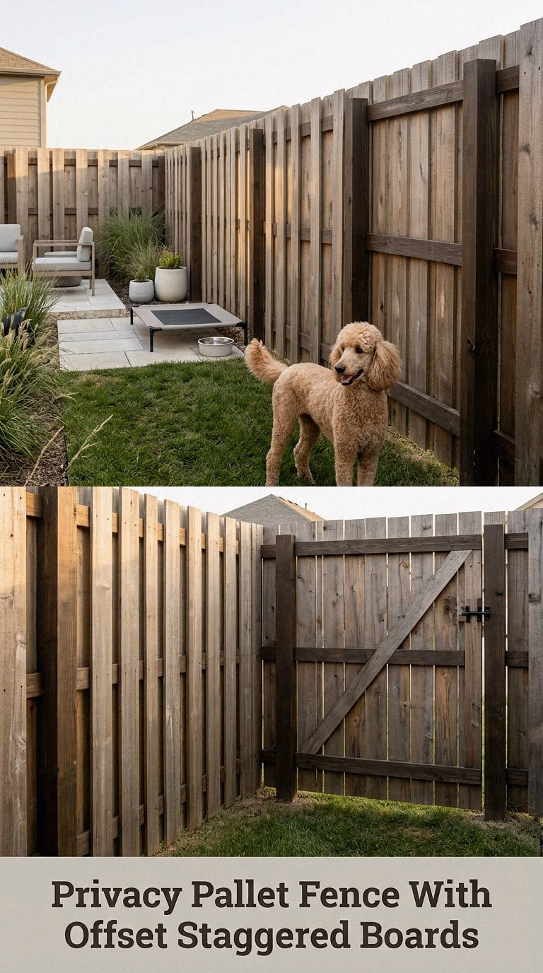 Privacy Pallet Fence With Offset Staggered Boards