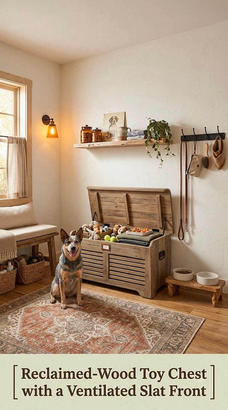 Reclaimed-Wood Toy Chest with a Ventilated Slat Front