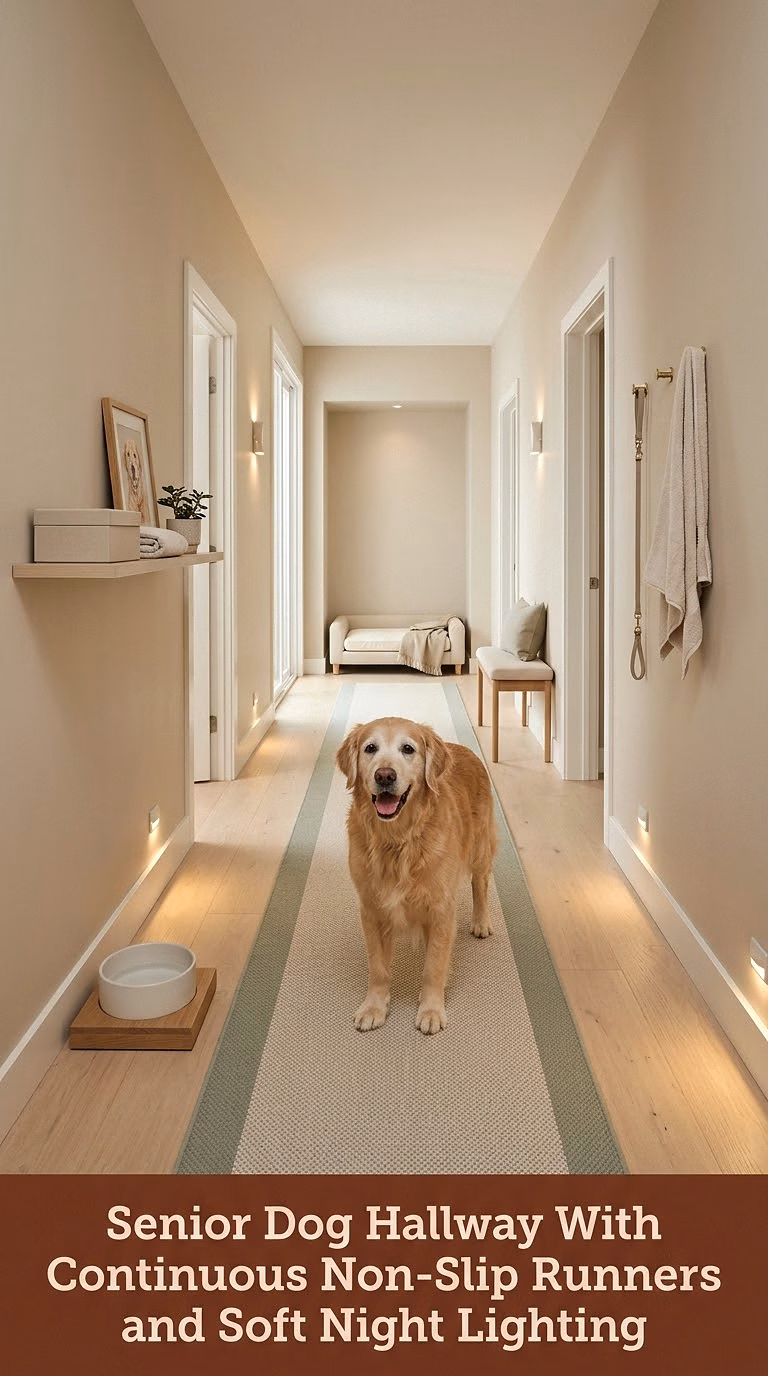 10. Senior Dog Hallway With Continuous Non-Slip Runners and Soft Night Lighting