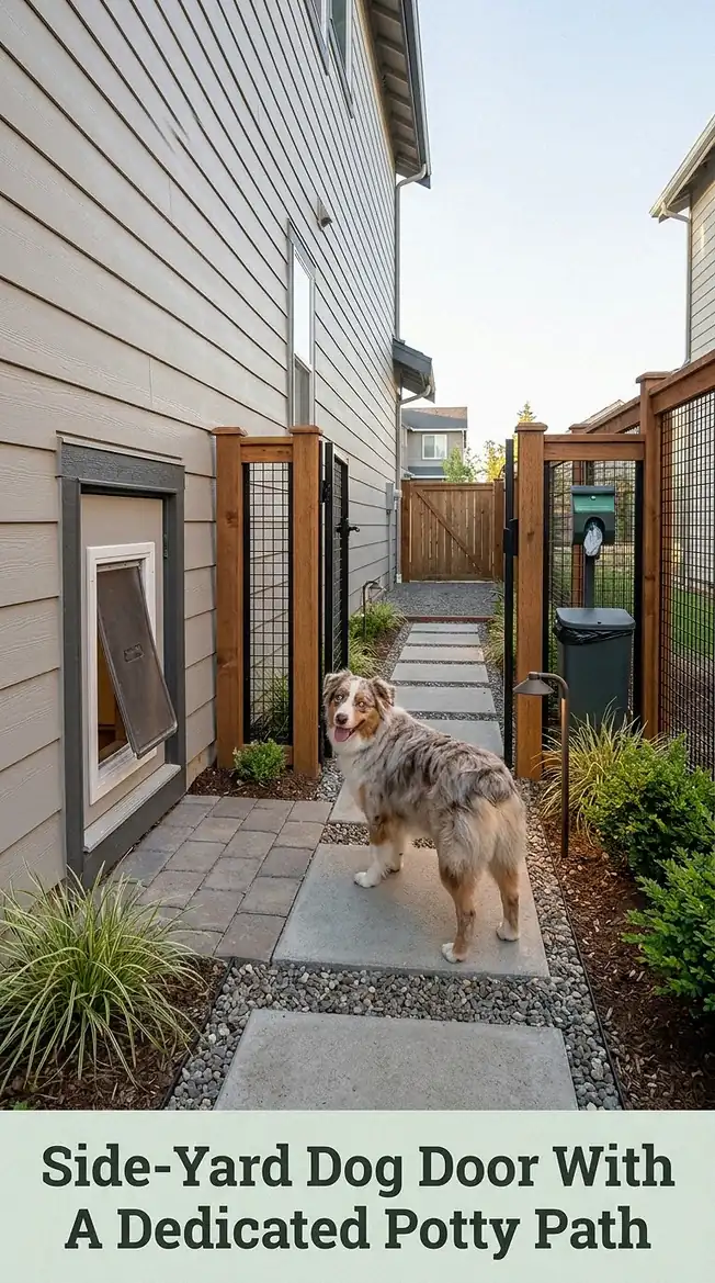Side-Yard Dog Door With A Dedicated Potty Path
