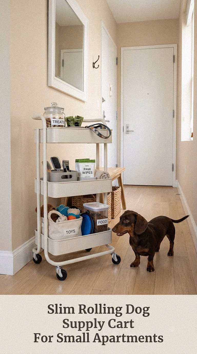 Slim Rolling Dog Supply Cart For Small Apartments