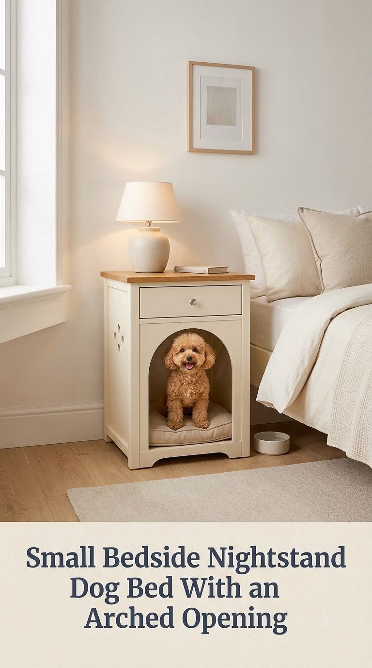 Small Bedside Nightstand Dog Bed With an Arched Opening