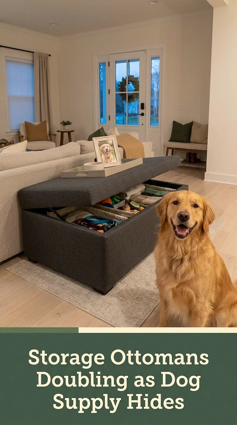 Storage Ottomans Doubling as Dog Supply Hides
