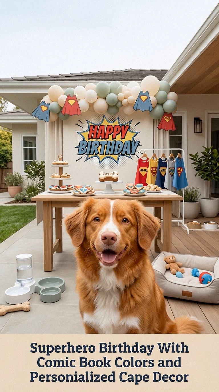 Superhero Birthday With Comic Book Colors and Personalized Cape Decor