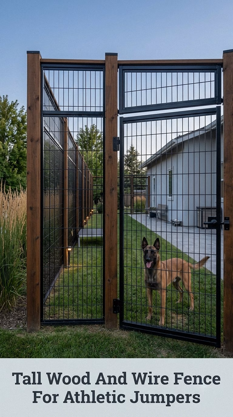 Tall Wood And Wire Fence For Athletic Jumpers