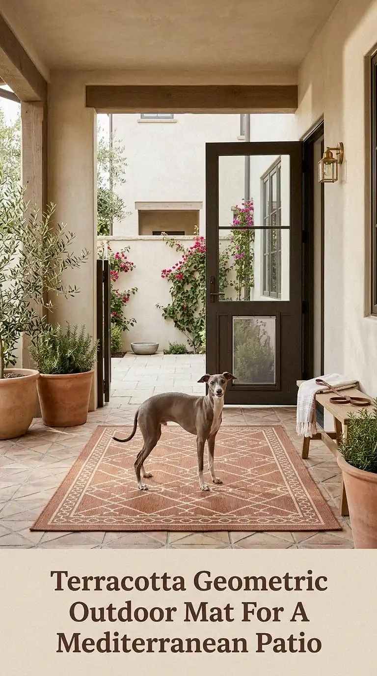 Terracotta Geometric Outdoor Mat For A Mediterranean Patio