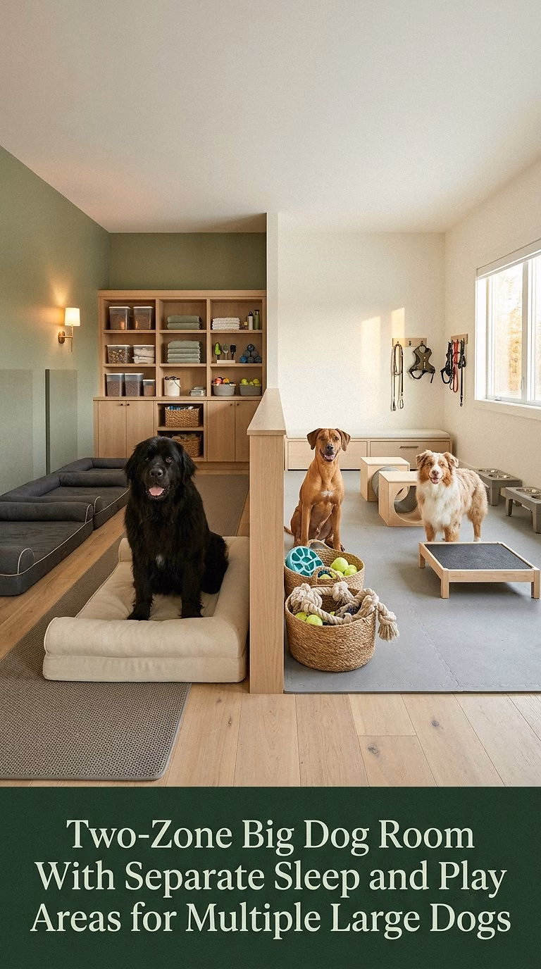 10. Two-Zone Big Dog Room With Separate Sleep and Play Areas for Multiple Large Dogs