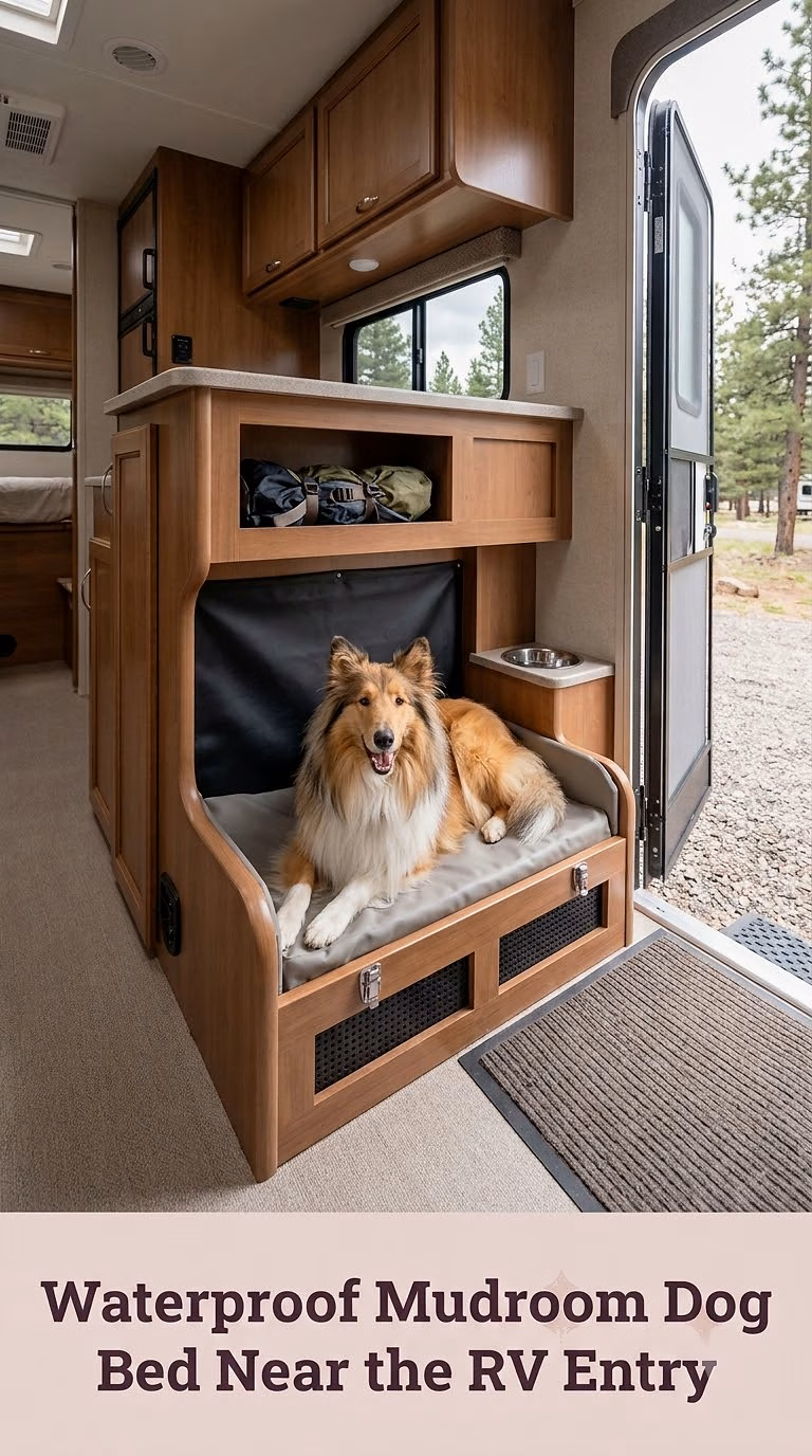 Waterproof Mudroom Dog Bed Near the RV Entry