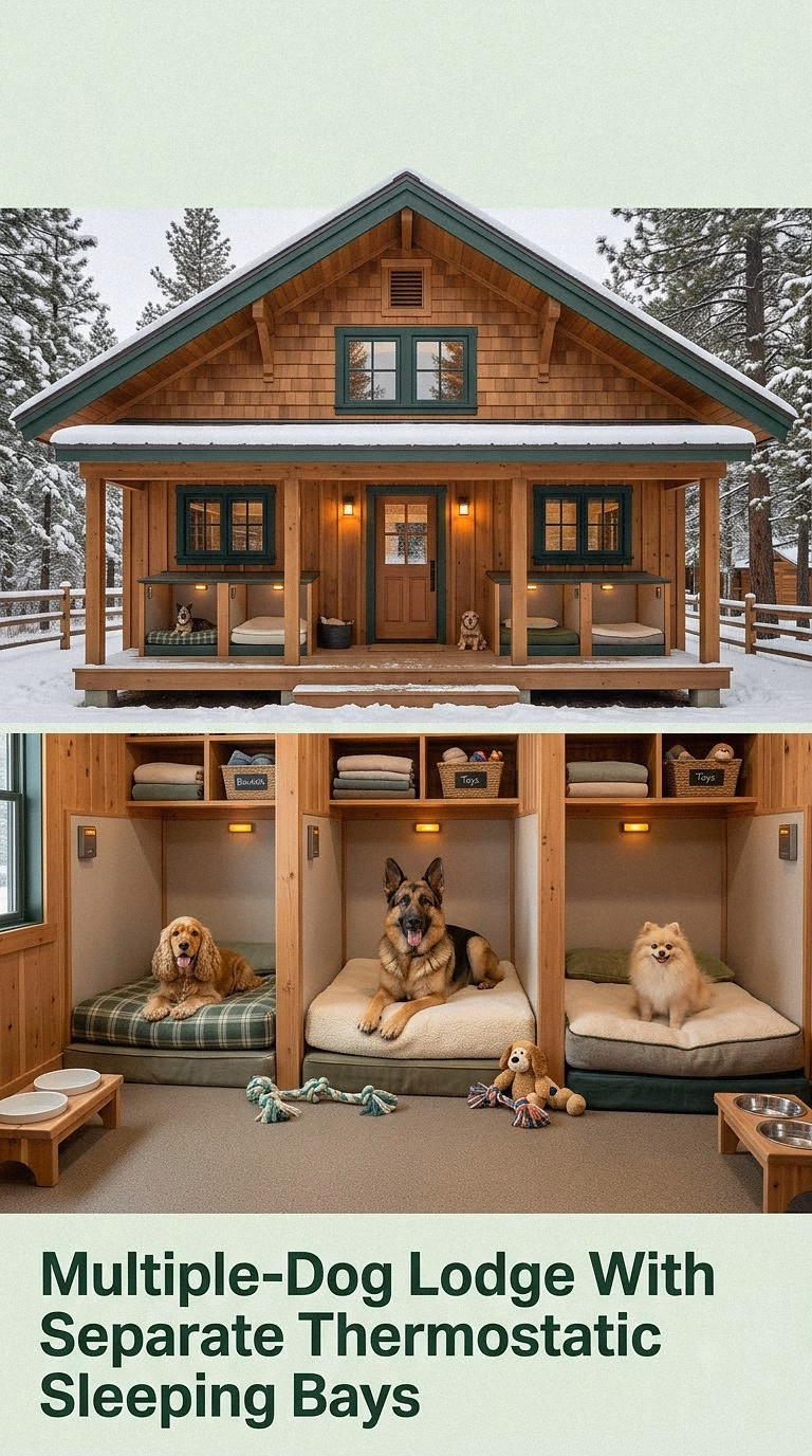 11. Multiple-Dog Lodge With Separate Thermostatic Sleeping Bays