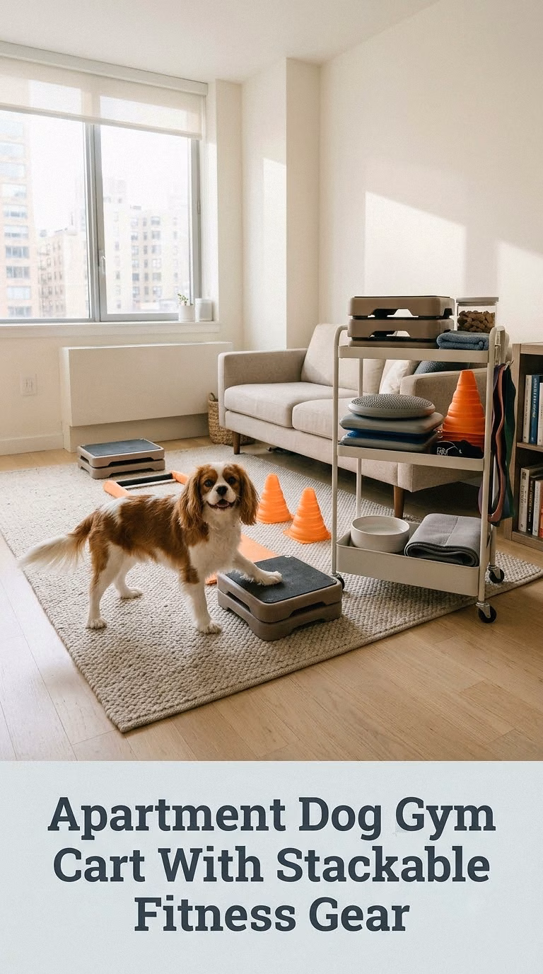 Apartment Dog Gym Cart With Stackable Fitness Gear