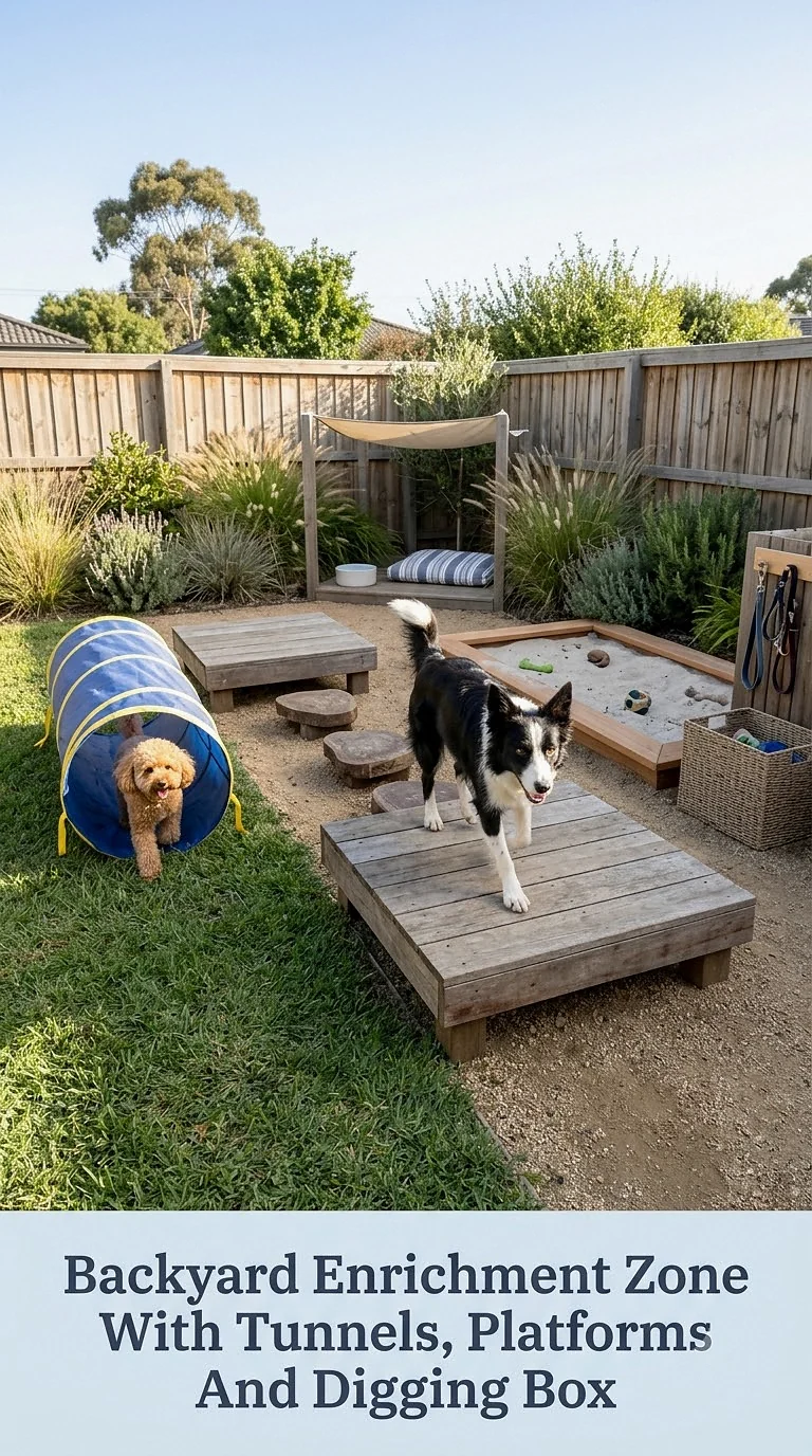 Backyard Enrichment Zone With Tunnels, Platforms And Digging Box