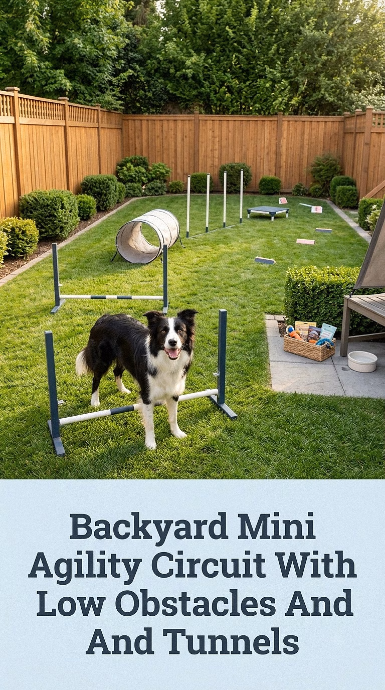 Backyard Mini Agility Circuit With Low Obstacles And Tunnels