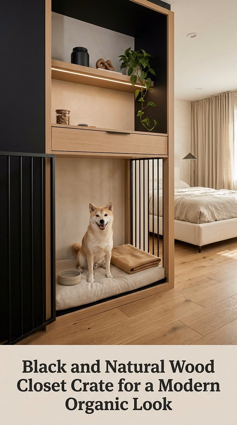 Black and Natural Wood Closet Crate for a Modern Organic Look