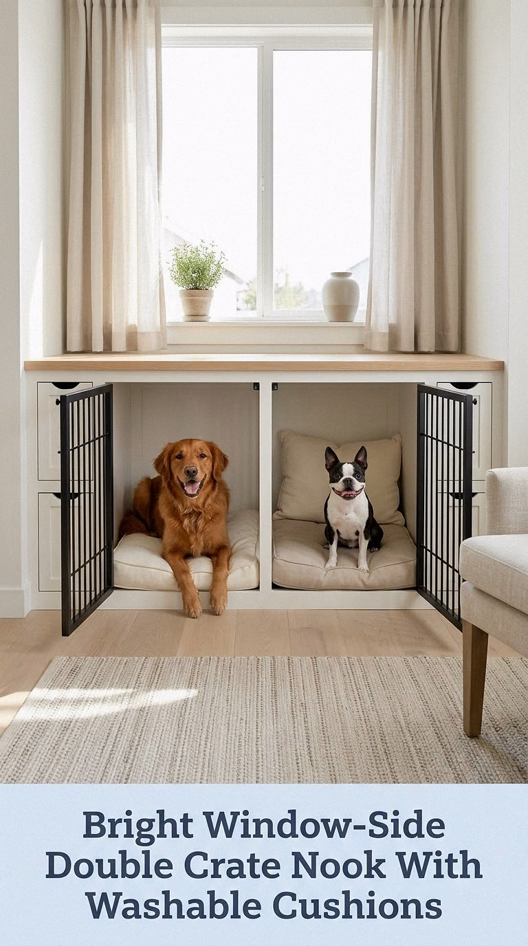 Bright Window-Side Double Crate Nook With Washable Cushions