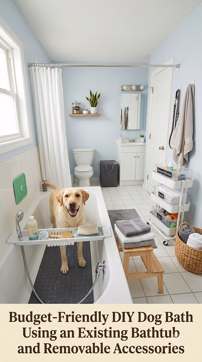 11. Budget-Friendly DIY Dog Bath Using an Existing Bathtub and Removable Accessories